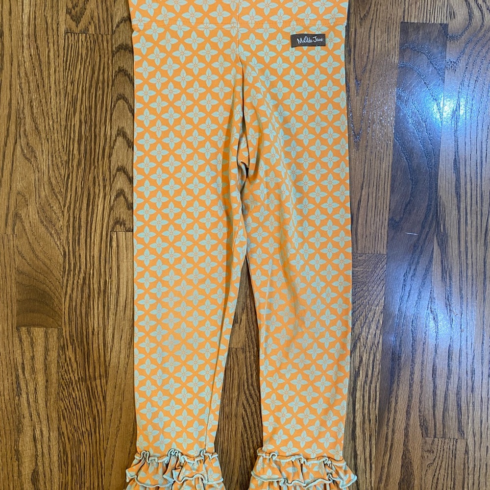 Matilda Jane Orange Geometric Ruffle Leggings